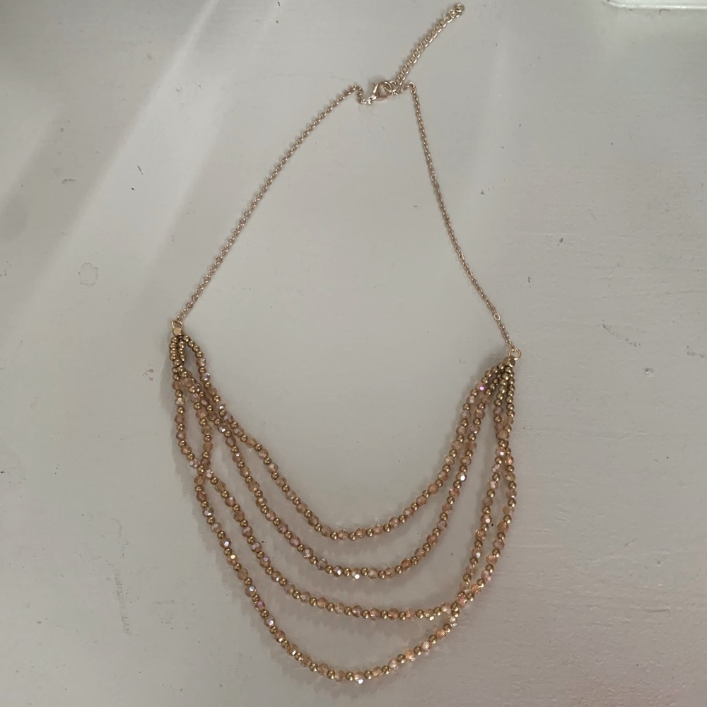 gold beaded layered necklace